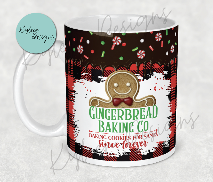 11 ounce Seamless Christmas mug gingerbread baking company hot chocolate drip High res PNG digital file