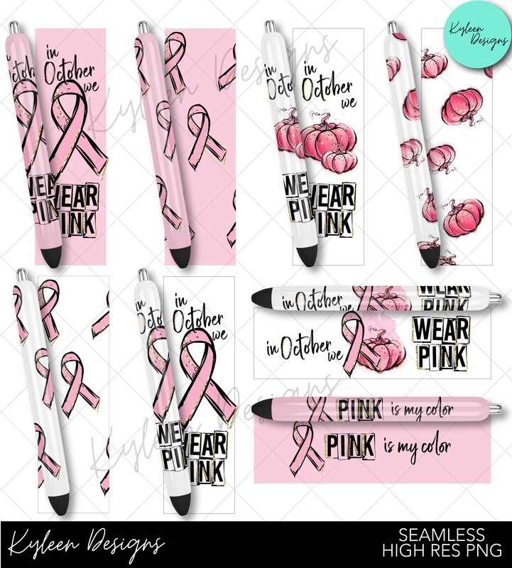 Seamless Breast Cancer Awareness Pen Wrappers™  for waterslide High Res PNG file