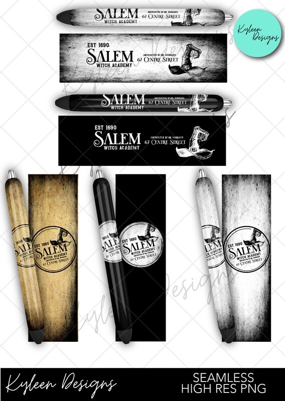 Seamless Salem witch academy Pen wrappers™  for waterslide High Res PNG file