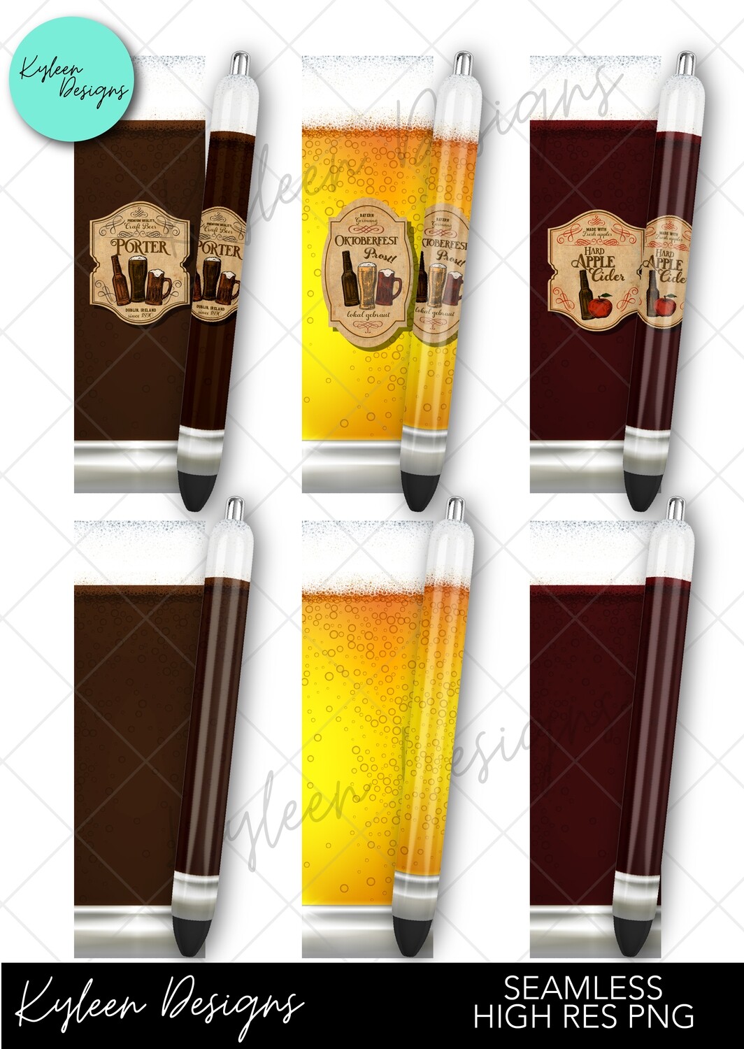 Seamless Beer Pen wrappers™  for waterslide High Res PNG file
