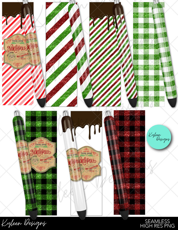 Christmas pen wrappers™  for waterslide High Res PNG file