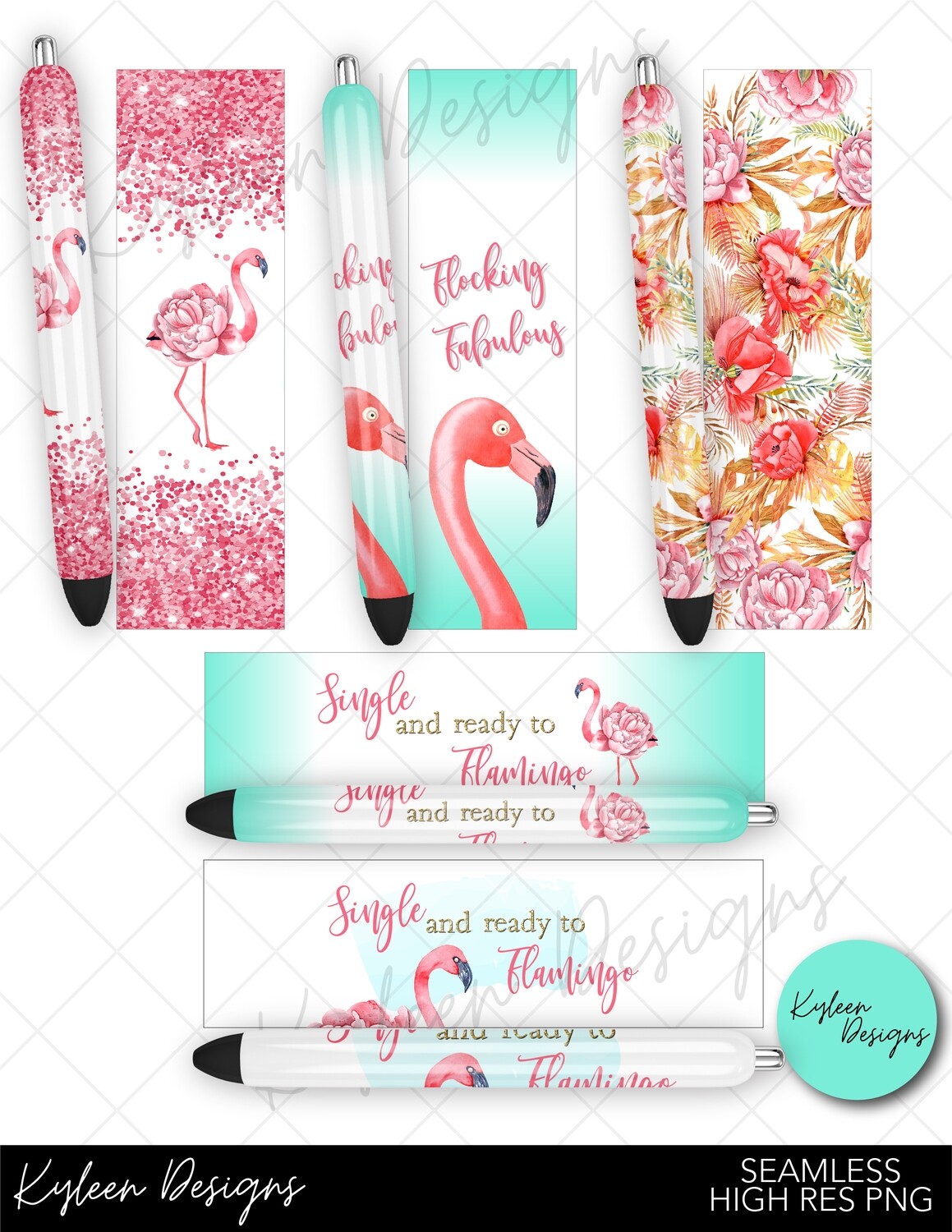 Flamingo pen wrappers™  for waterslide High Res PNG file