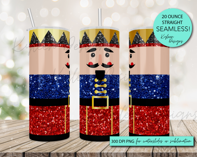 20 ounce Seamless nutcracker wrap for sublimation, waterslide High res PNG digital file