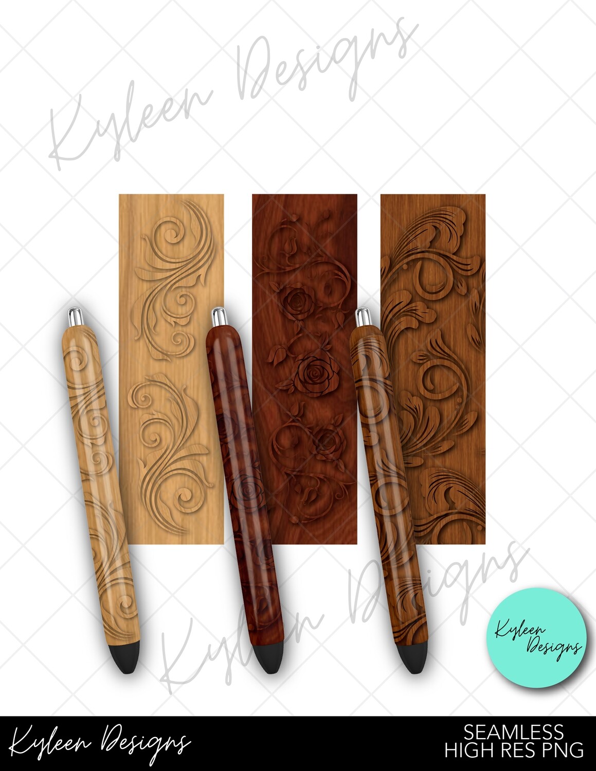 Woodgrain pen wrappers™  for waterslide High Res PNG file