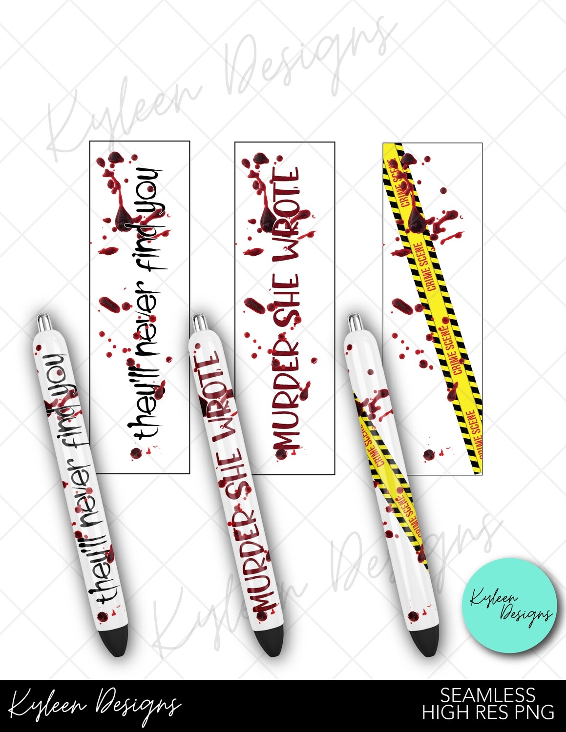 Crime Scene pen wrappers™  for waterslide High Res PNG file