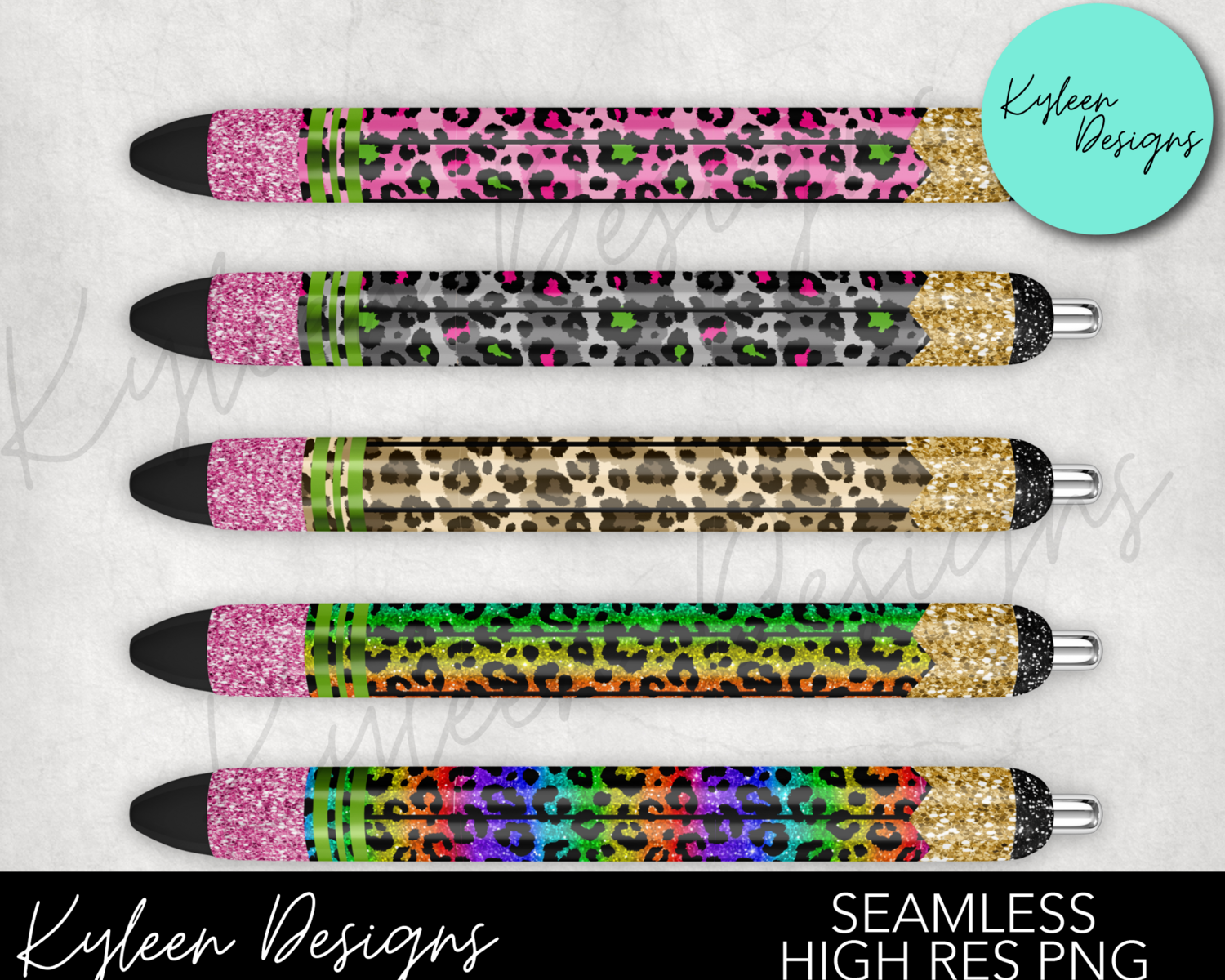 Pencil Leopard pen wrappers™  for waterslide High Res PNG file