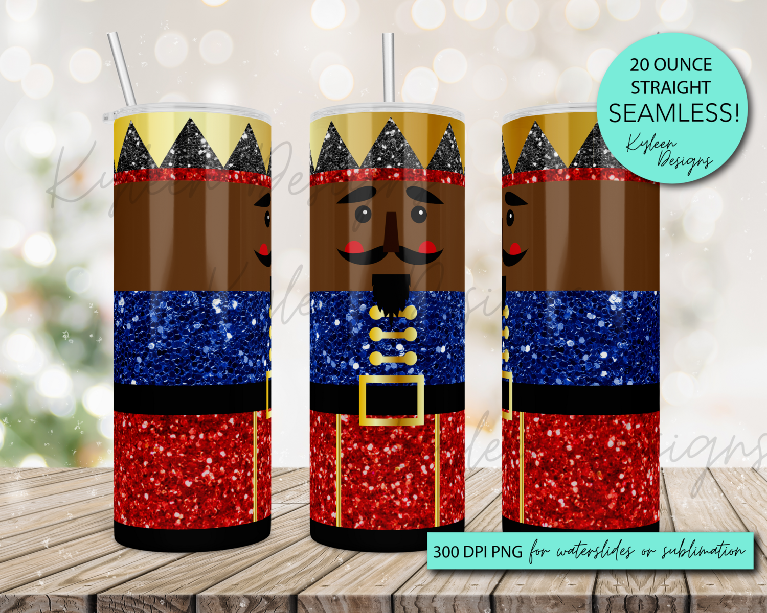 20 ounce Seamless nutcracker wrap for sublimation, waterslide High res PNG digital file