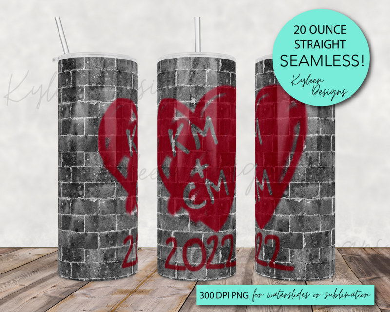 20 ounce add your own initials brick wall graffiti wrap for sublimation, waterslide High res PNG digital file- READ BELOW!!!