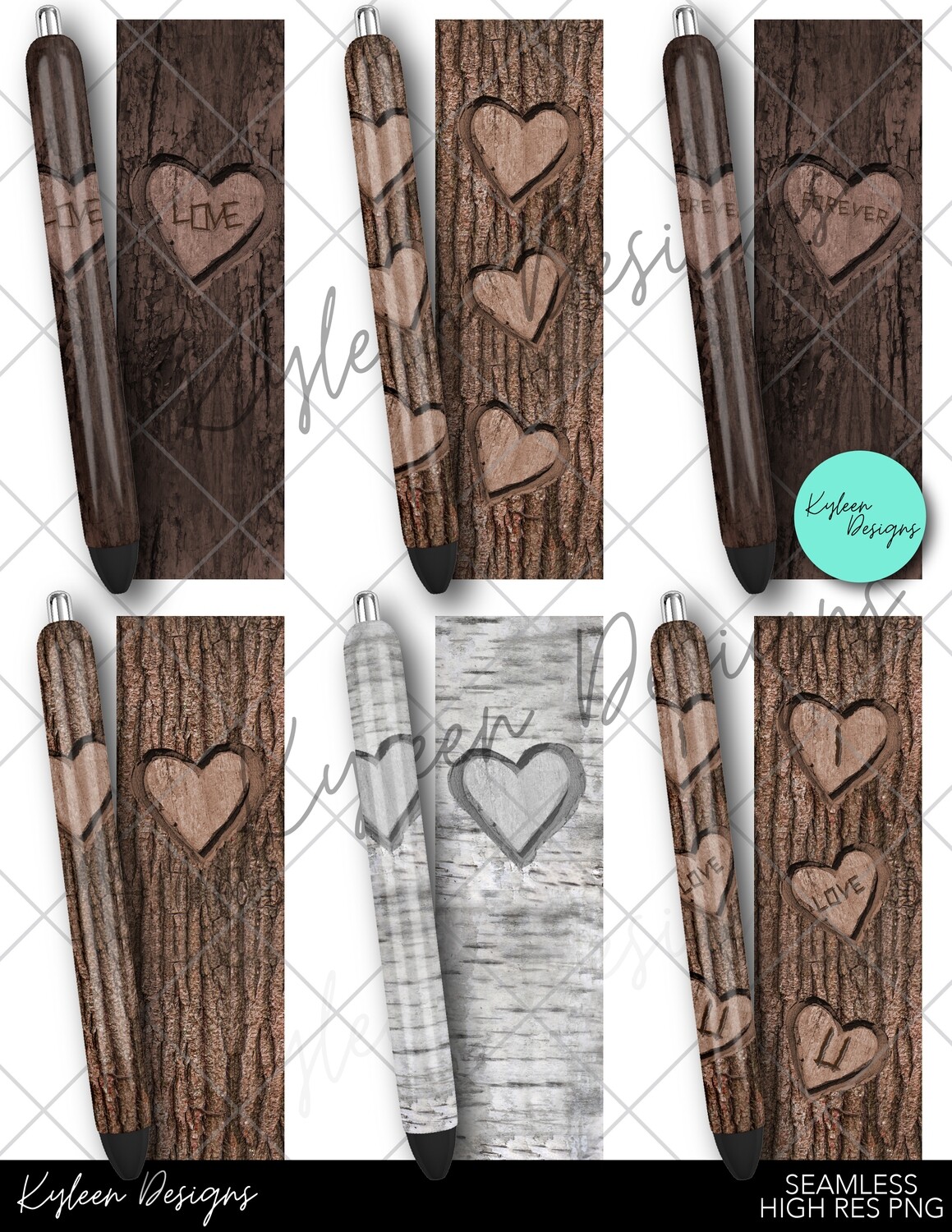 Tree bark pen wrappers™  for waterslide High Res PNG file