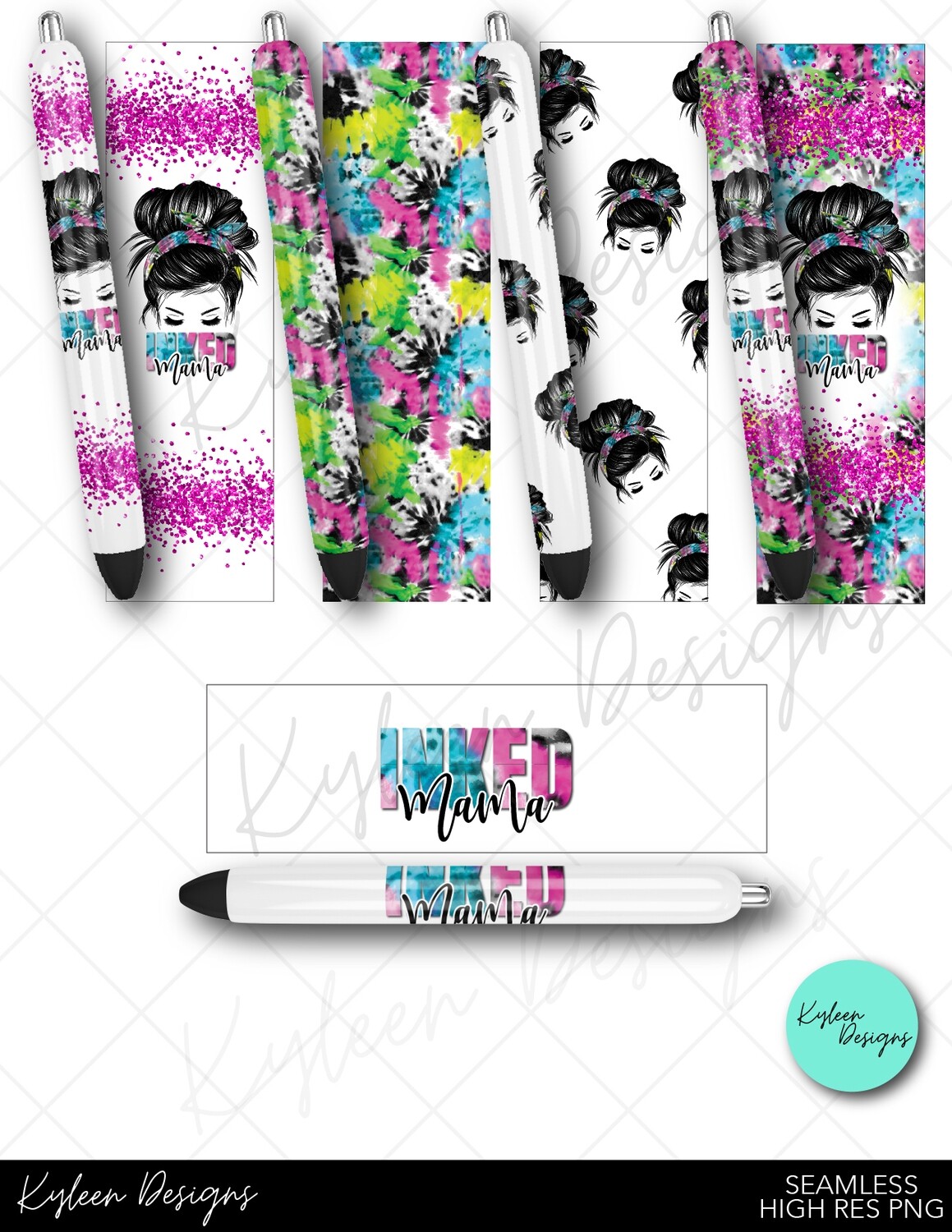 inked mama pen wrappers™  for waterslide High Res PNG file