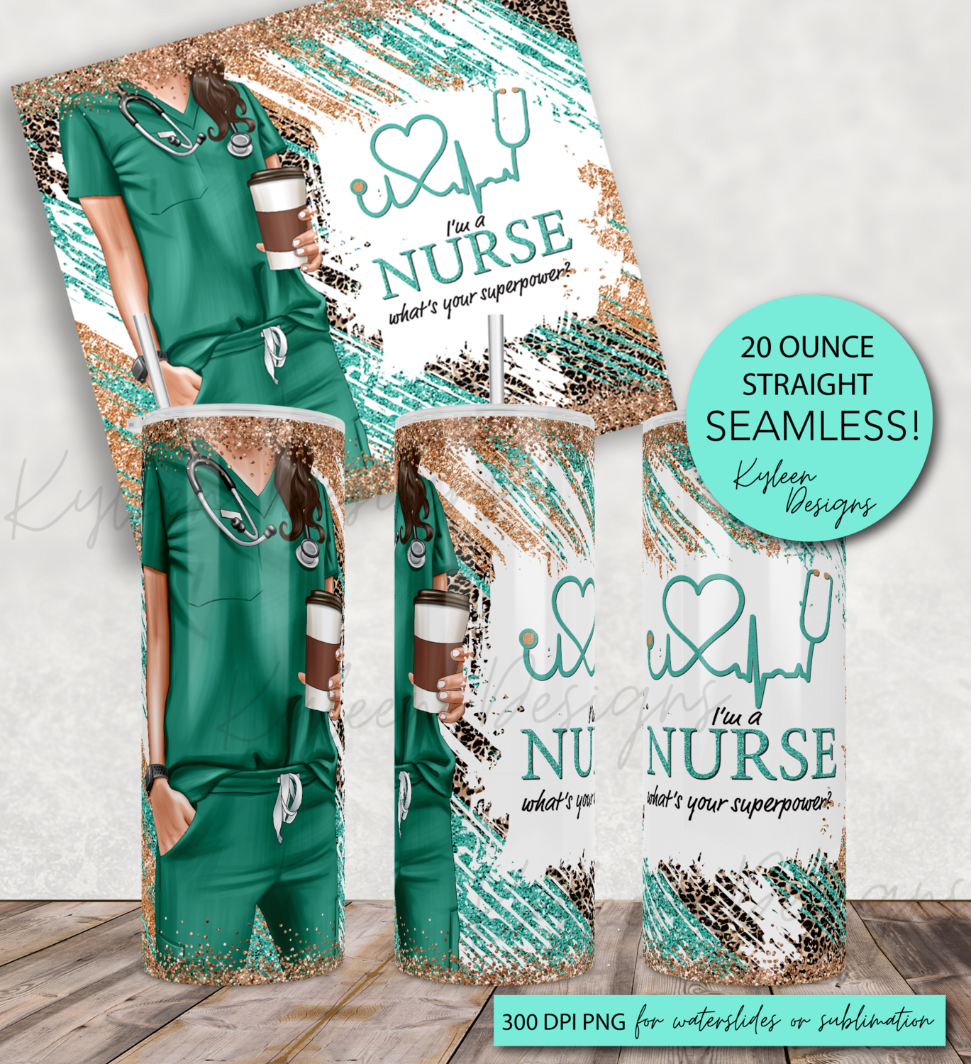 20 ounce Nurse milkyway for sublimation, waterslide High res PNG digital file