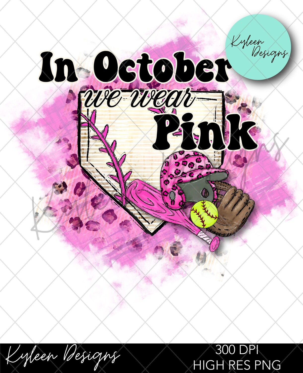 In October we wear pink SOFTBALL high res PNG