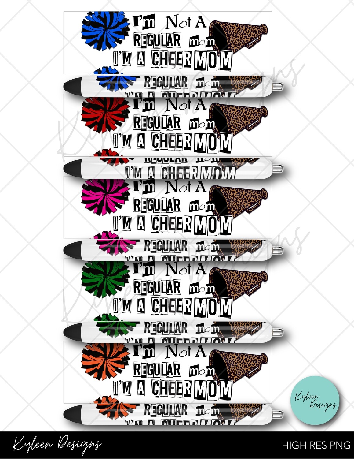 Seamless CHEER MOMpen wrappers™  for waterslide High Res PNG file