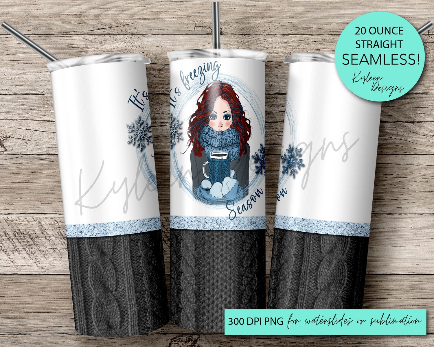 20 It's freezing season wrap for sublimation, waterslide High res PNG digital file-RED HEAD