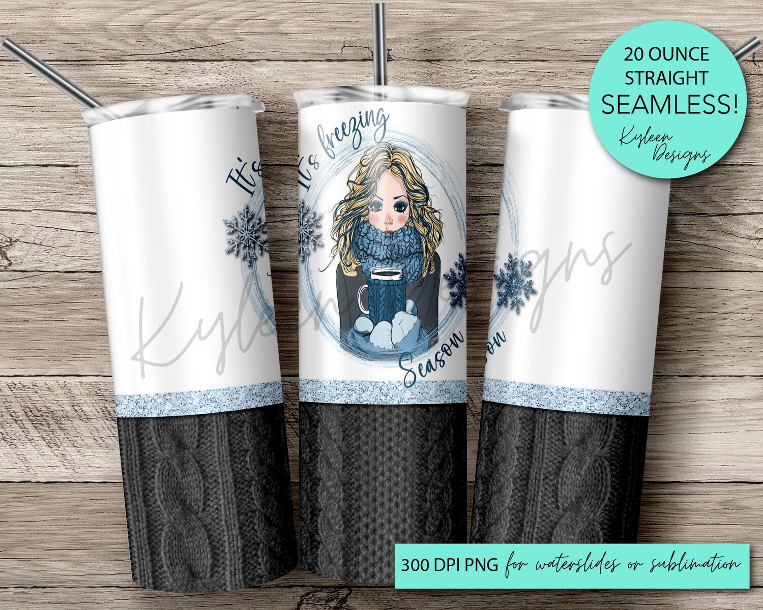 20 It's freezing season wrap for sublimation, waterslide High res PNG digital file BLONDE