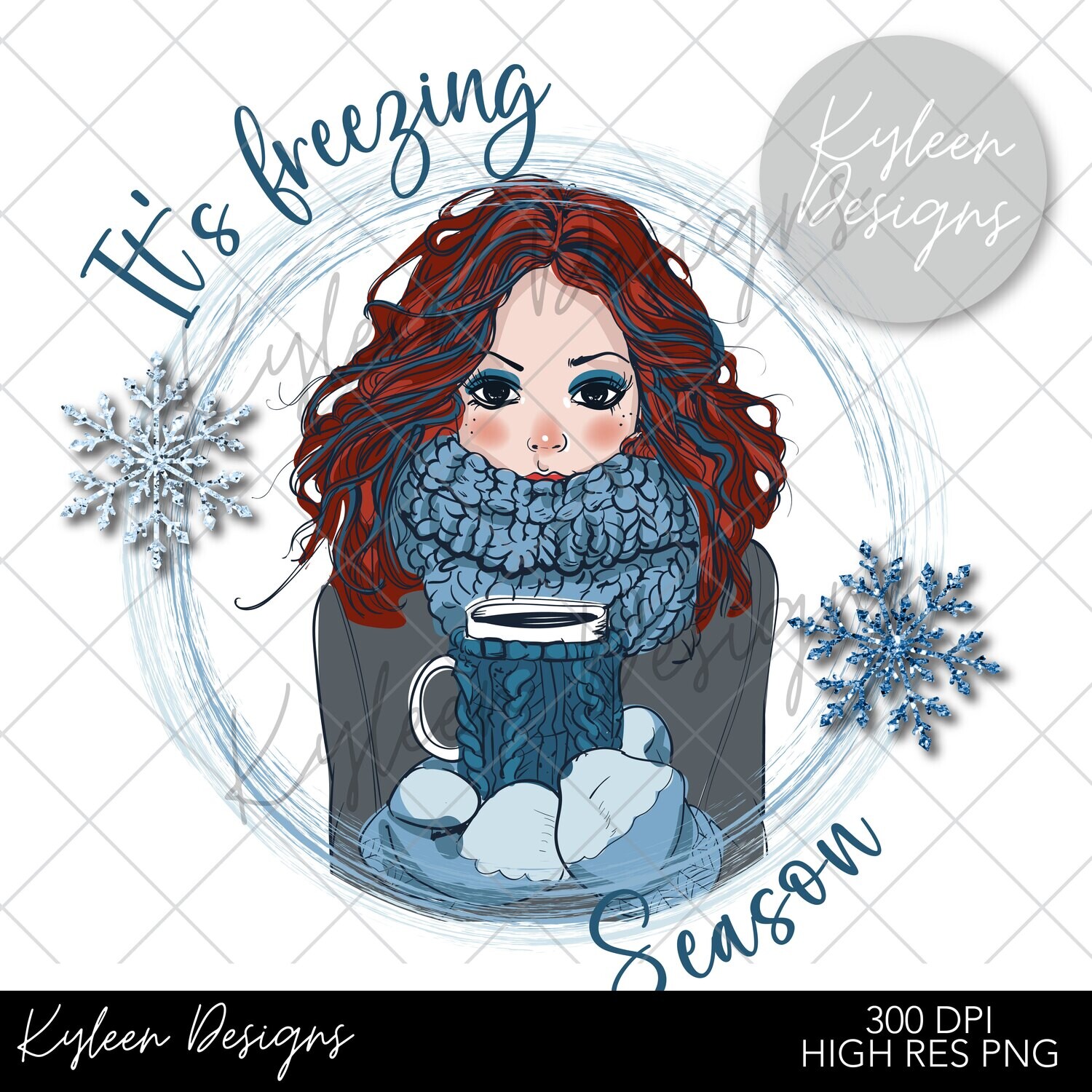 It's freezing season for sublimation, waterslide High res PNG digital file-Red head