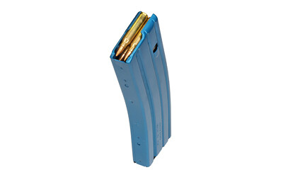 DURAMAG, Magazine, 223 Rem/556NATO, 30Rd, Blue, Fits AR Rifles, Aluminum, Black Anti-tilt AGF Follower