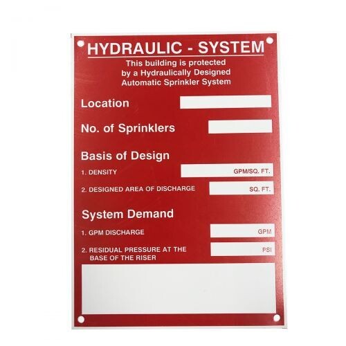 Custom Laser Engraved Hydraulic Data PlatesHydraulic System