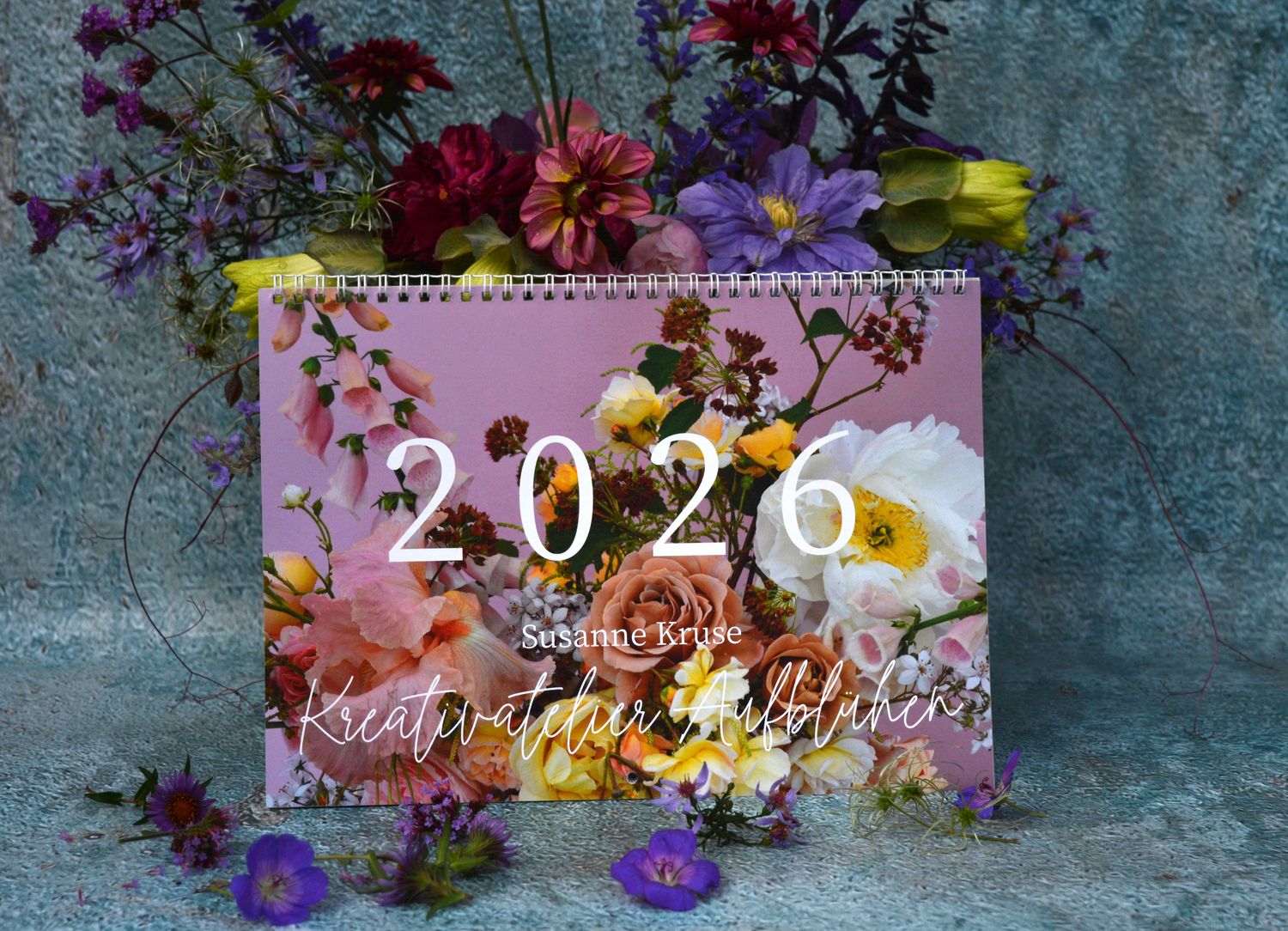 WANDKALENDER mit Fotos, doppelt Din A4 mit Terminplaner 2026 Susanne Kruse, Kreativatelier Aufblühen