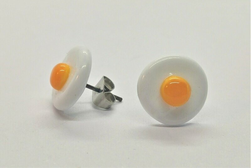 Ohrstecker "Spiegelei" aus Glas und Edelstahl