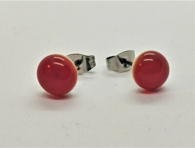 Ohrstecker aus Glas und Edelstahl, rot-weiß