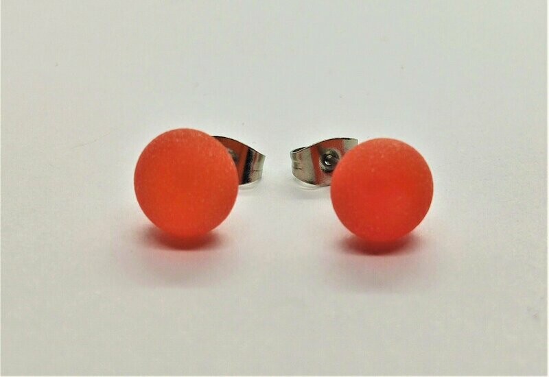 Ohrstecker aus Glas und Edelstahl, satiniert, orange