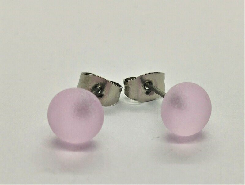 Ohrstecker aus Glas und Edelstahl, satiniert, rosé