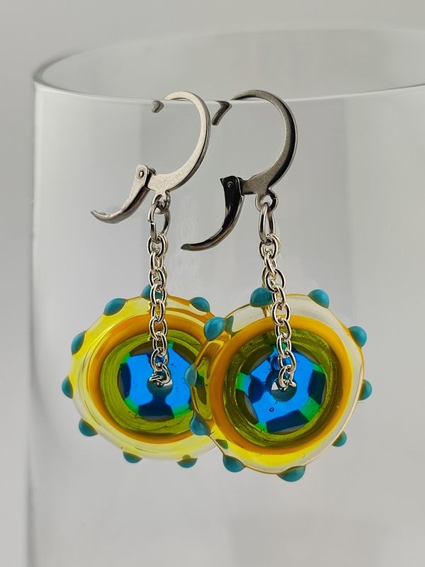 Ohrhänger SCHEIBEN - in fröhlich-bunten Farben - aus Glas und Edelstahl