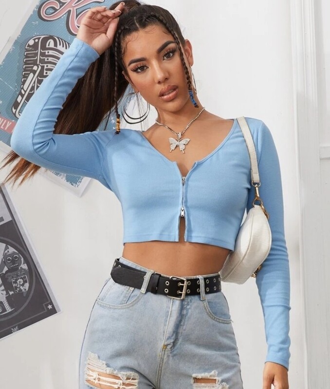 Zipper crop tee