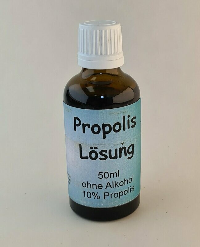 100ml = 40.-€
Propolislösung ohne Alkohol 10% 50ml 100ml = 40.-€
Propolislösung ohne Alkohol 10% 50ml