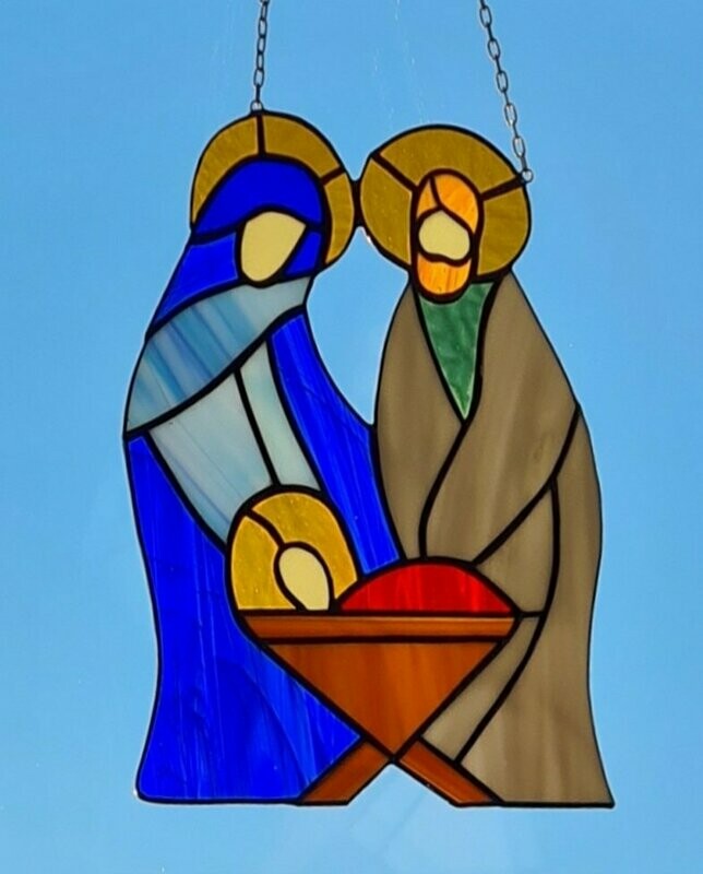 Heilige Familie,Tiffany Fensterbild, Handarbeit 20cm x 26 cm, neu Heilige Familie,Tiffany Fensterbild, Handarbeit 20cm x 26 cm, neu