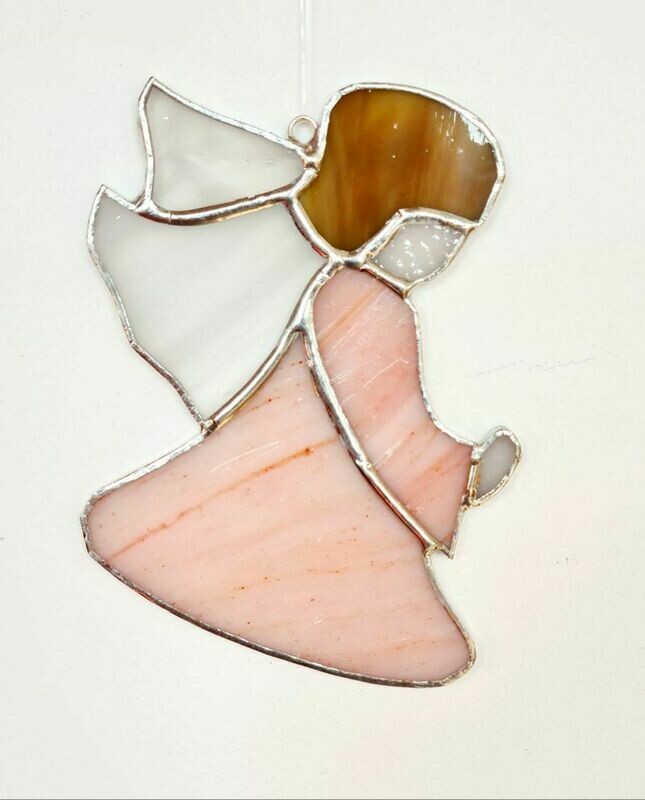 Engel, Tiffanyengel, Schutzengel, lachsfarben 9cm x 10cm Engel, Tiffanyengel, Schutzengel, lachsfarben 9cm x 10cm