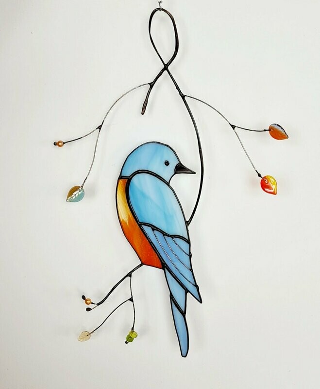 Vogel blau, Feuerkehlchen, 20cm breit 30cm hoch Vogel blau, Feuerkehlchen, 20cm breit 30cm hoch