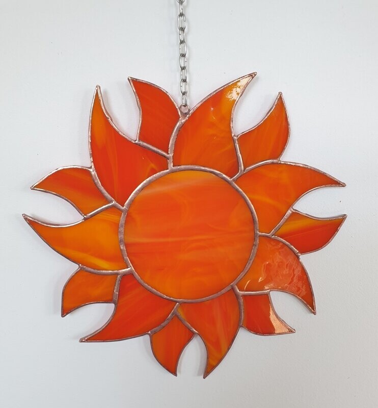 Tiffany Fensterbild, Sonnenfänger Sonne rot, Handarbeit ca. 20cm Durchmesser Tiffany Fensterbild, Sonnenfänger Sonne rot, Handarbeit ca. 20cm Durchmesser