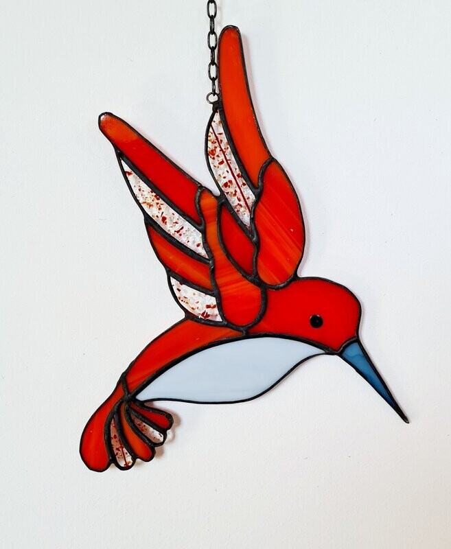 Vogel Kolibrie, Tiffany Fensterbild, 16 breit 20 hoch Handarbeit Vogel Kolibrie, Tiffany Fensterbild, 16 breit 20 hoch Handarbeit
