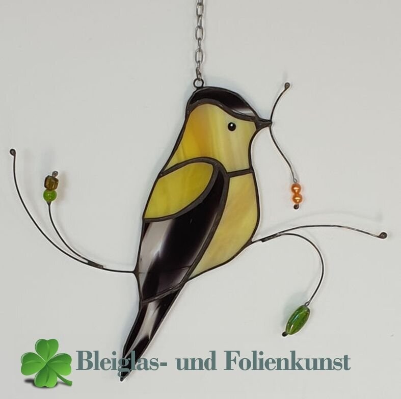 Distelfink, Tiffany Fensterbild, 20cm breit 20cm hoch Distelfink, Tiffany Fensterbild, 20cm breit 20cm hoch