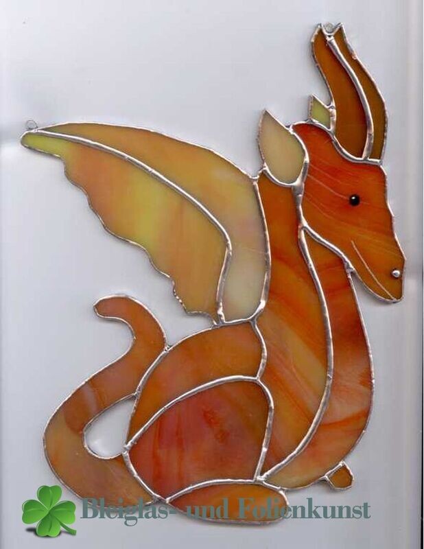 Drache Robert, Tiffany Fensterbild, 21cm breit 16cm hoch, Handarbeit Drache Robert, Tiffany Fensterbild, 21cm breit 16cm hoch, Handarbeit