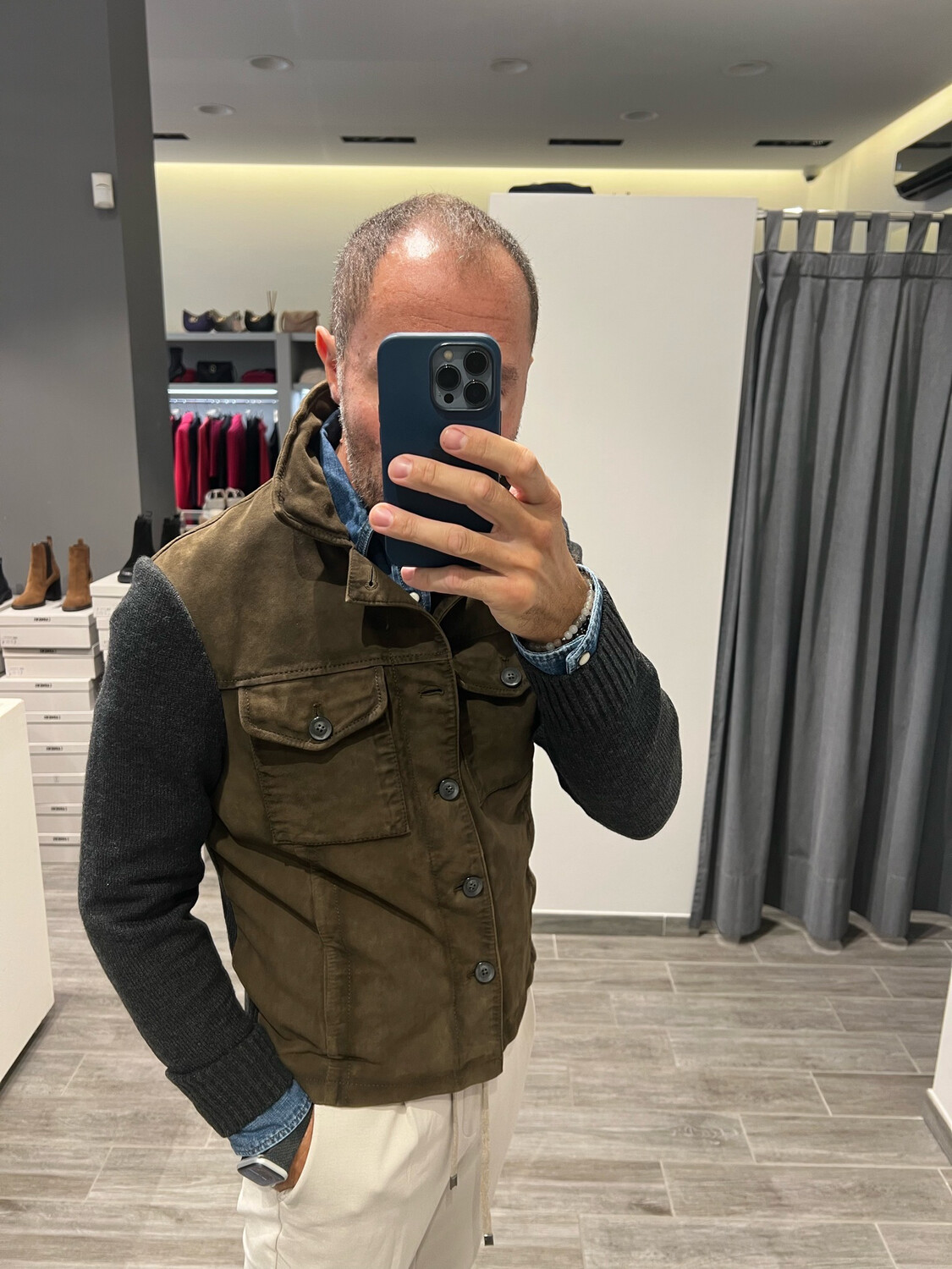 Giacca camicia in lana e camoscio The Jack