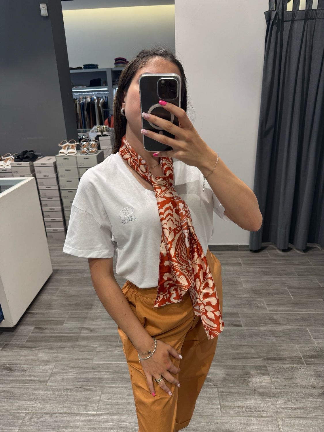 T-shirt LIU JO con foulard in raso di viscosa
