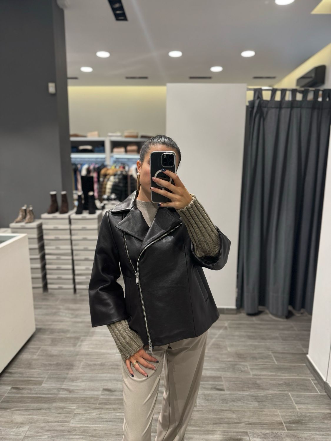 Chiodo in pelle con maniche staccabili The Jackie
