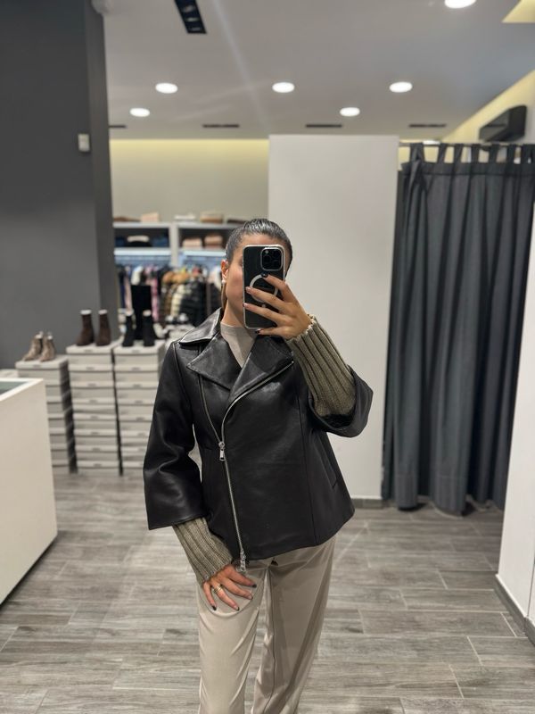 Chiodo in pelle con maniche staccabili The Jackie