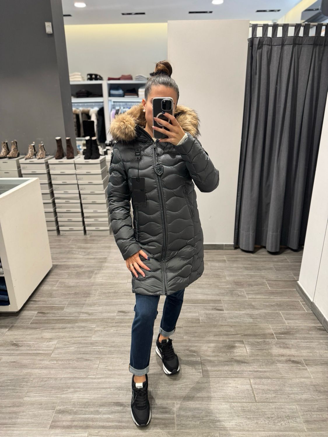 PIUMINO LUNGO BLAUER AD ONDE CON PELLICCIA LYNEL