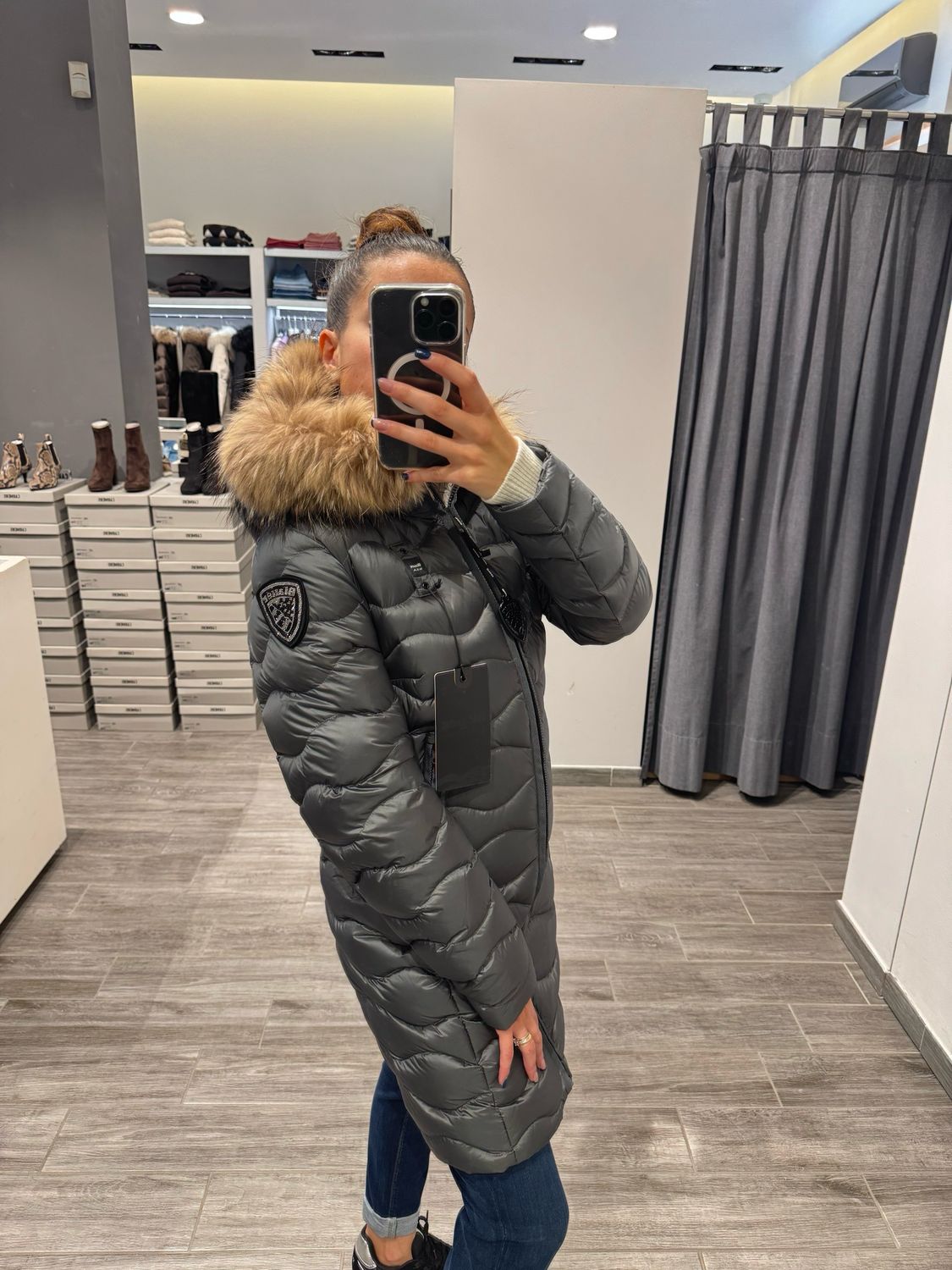 PIUMINO LUNGO BLAUER AD ONDE CON PELLICCIA LYNEL