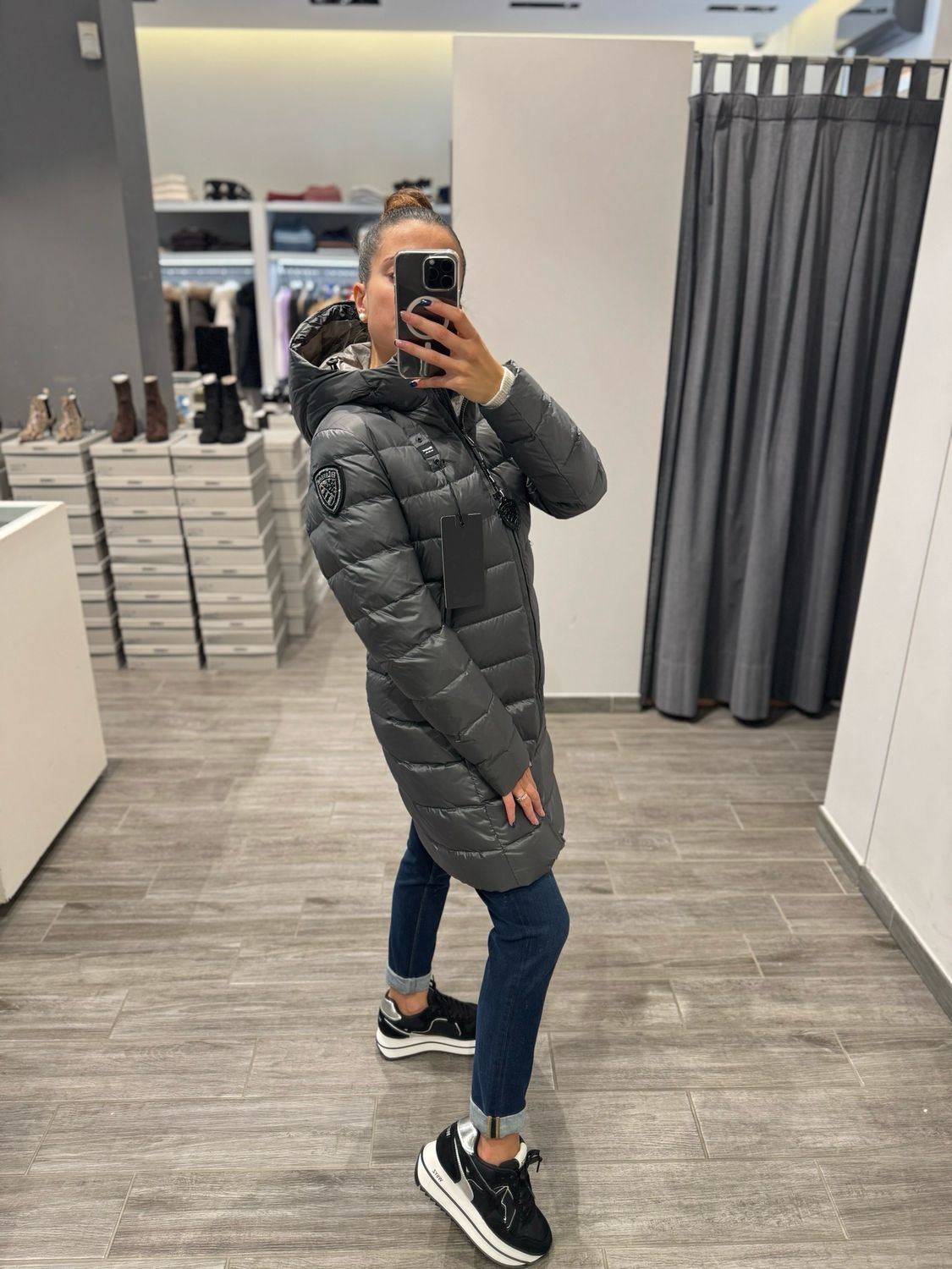 PIUMINO LUNGO BLAUER A RIGHE AGNES