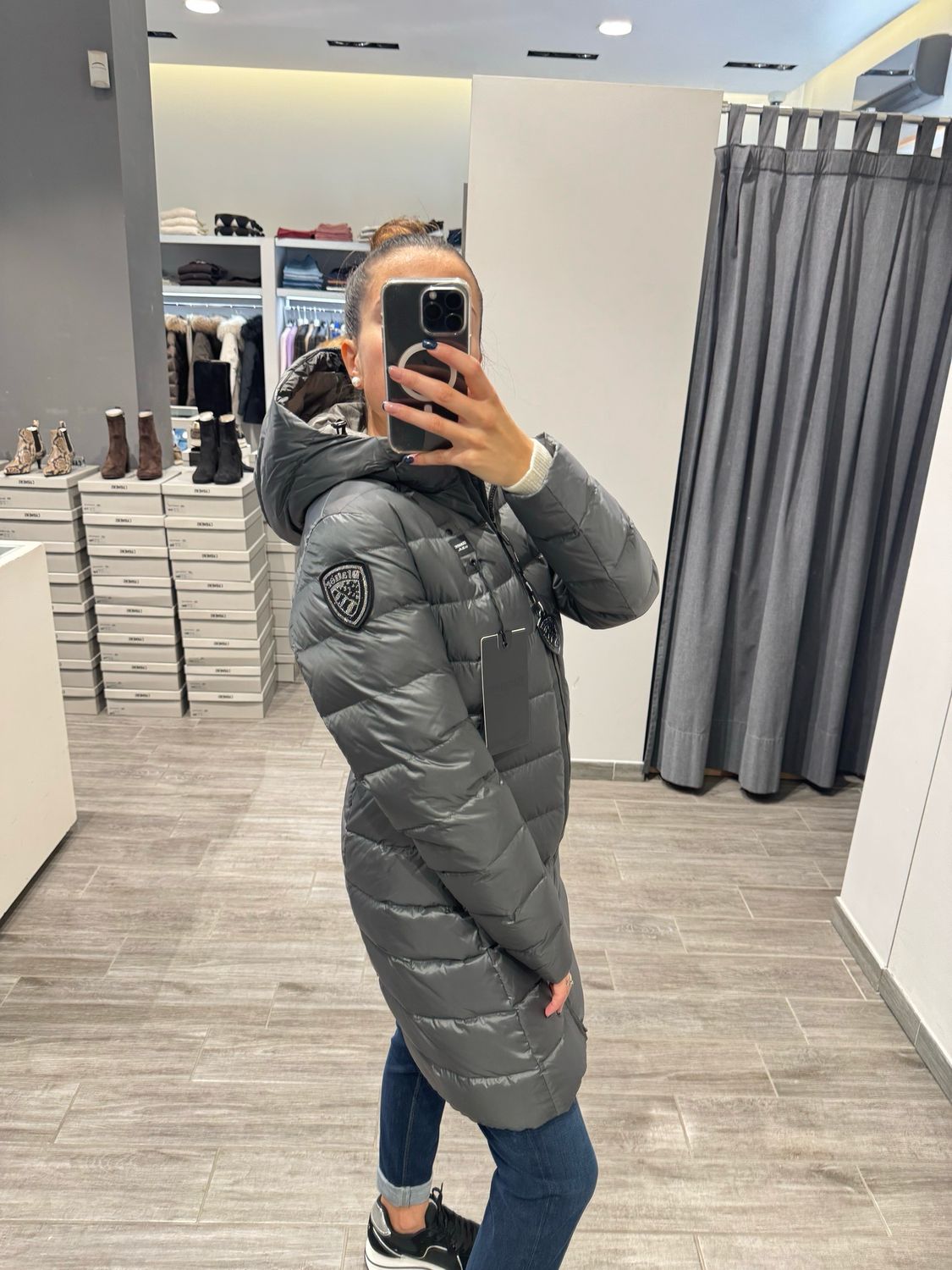 PIUMINO LUNGO BLAUER A RIGHE AGNES