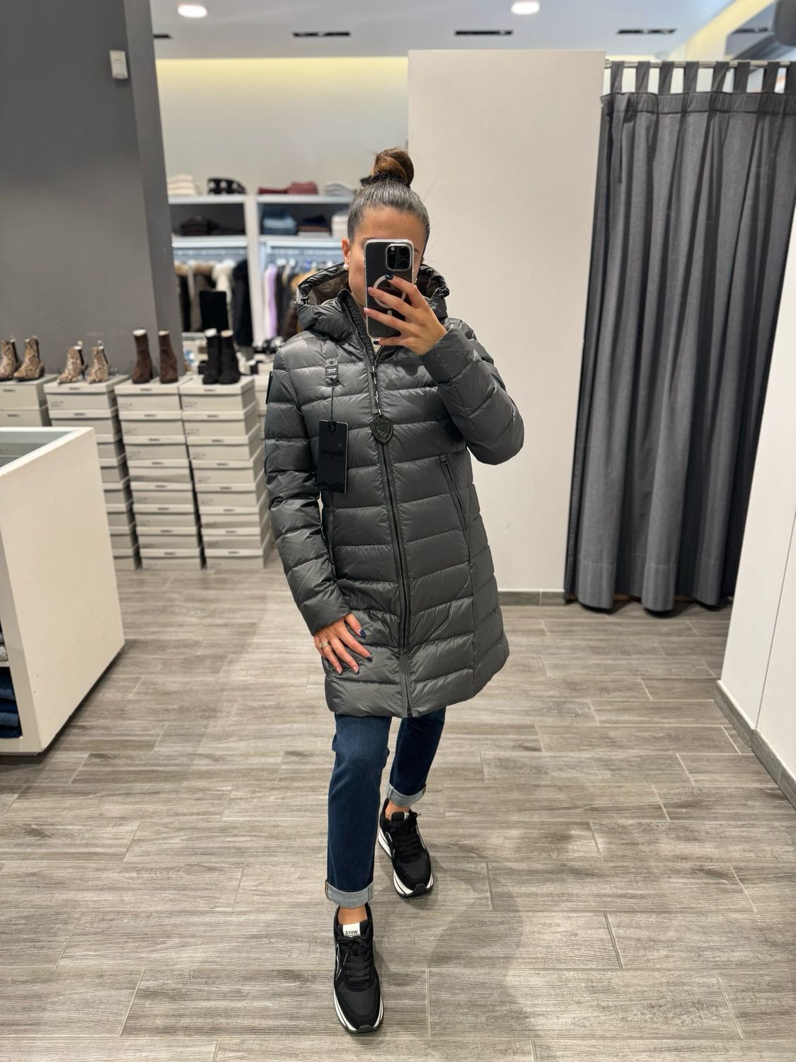 PIUMINO LUNGO BLAUER A RIGHE AGNES
