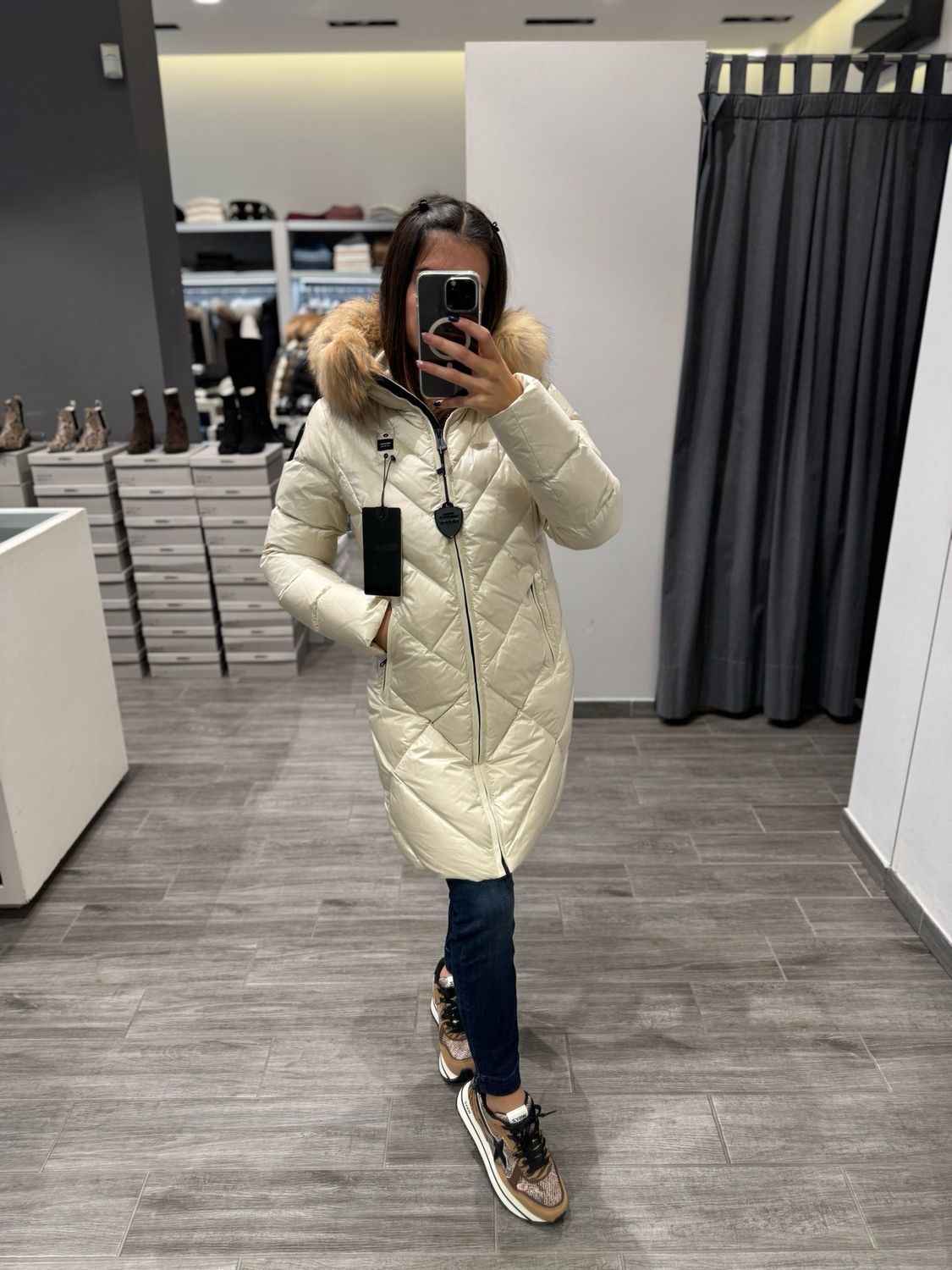 PIUMINO LUNGO BLAUER A LINEE GEOMETRICHE ALTHEA