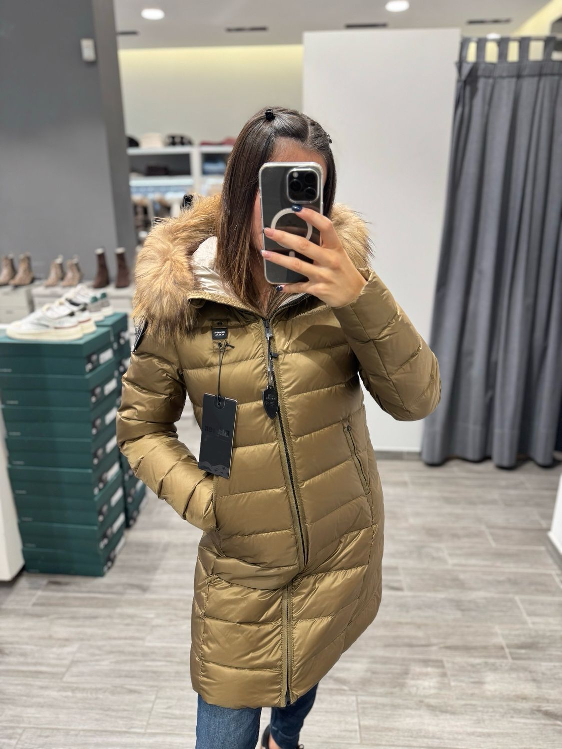 PIUMINO LUNGO BLAUER CON PELLICCIA KRISTIN