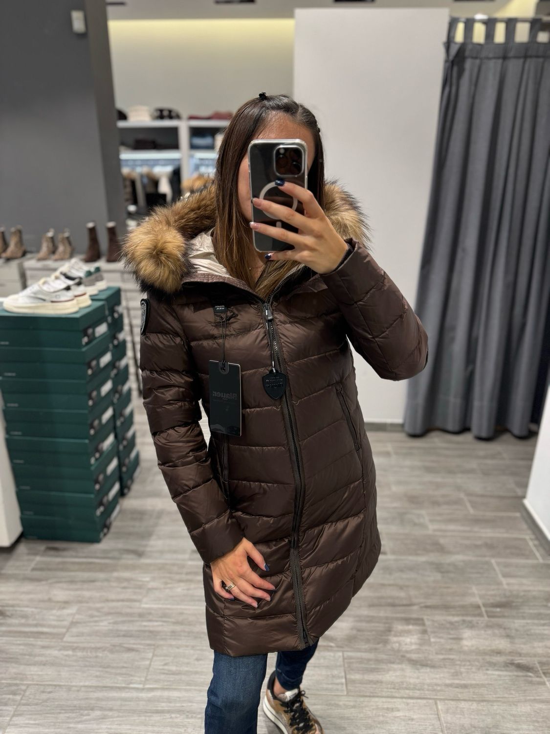 PIUMINO LUNGO BLAUER CON PELLICCIA KRISTIN