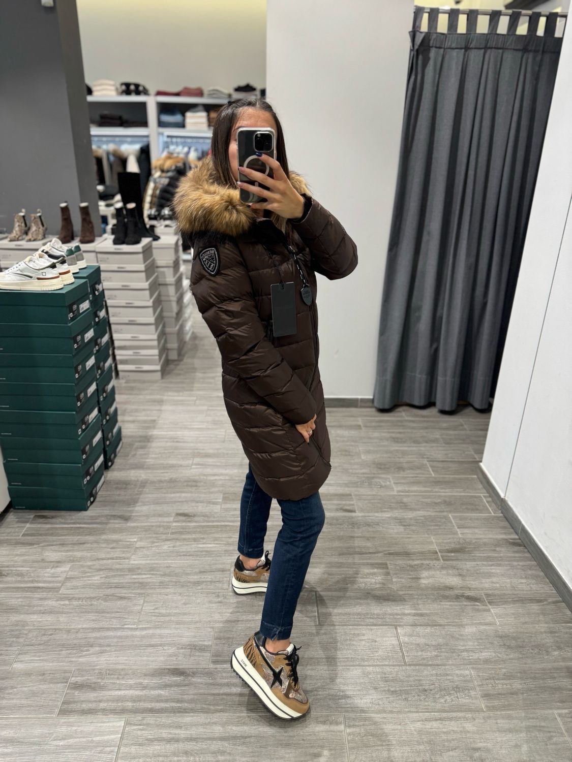 PIUMINO LUNGO BLAUER CON PELLICCIA KRISTIN